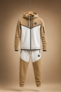 Impenetrebel Tech Fleece Sweatsuit – Beige Tan/White