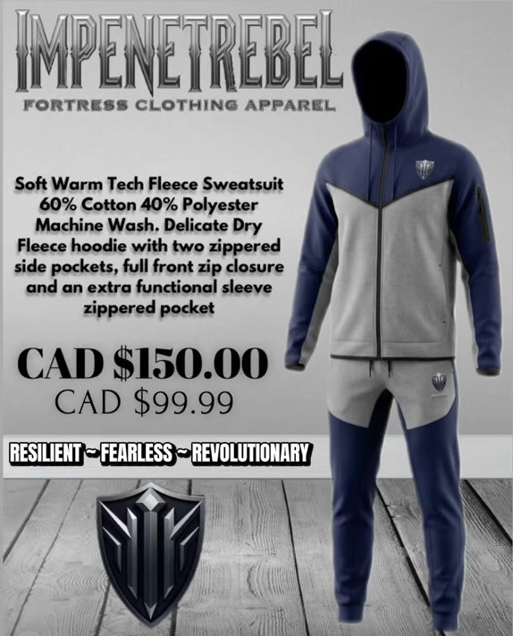 Impenetrebel Tech Fleece Sweatsuit – Blue/Grey