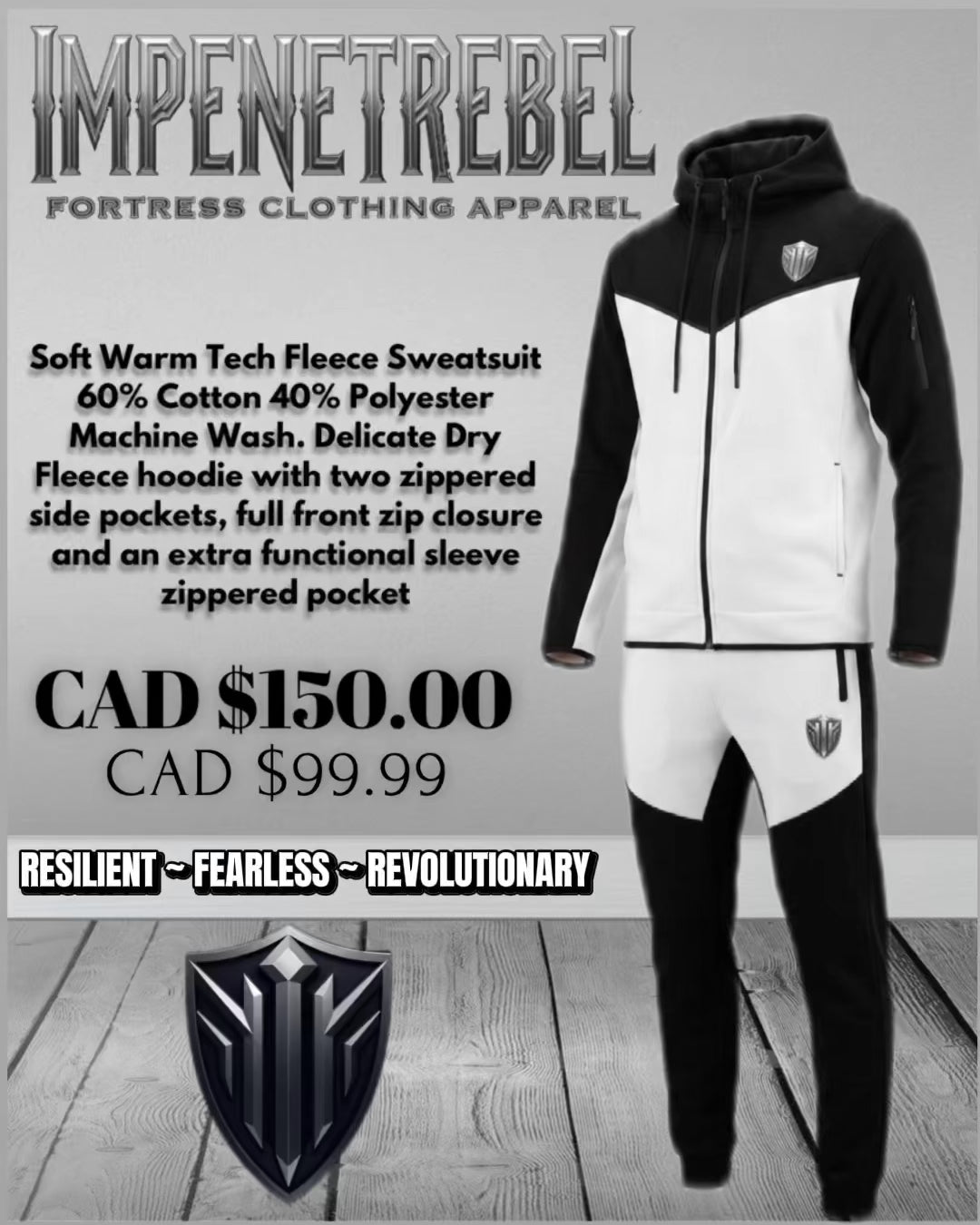 Impenetrebel Tech Fleece Sweatsuit – Black/White